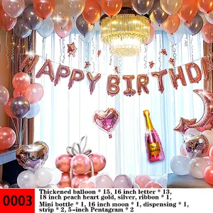 Bunte Buchstaben Globos Set Roségold alles Gute zum Geburtstag Luftballons Banner Folie Luftballons Alphabet Dekoration für Kinder Party Helium Balon