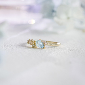 À la mode ciel miroir Simple mode rond blanc cristal Rose Quartz goutte <span class=keywords><strong>d</strong></span>'eau bleu ciel topaze <span class=keywords><strong>bague</strong></span> de <span class=keywords><strong>mariage</strong></span> bijoux fins - Product Image 3