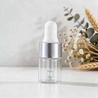Botol Tetes Kaca Mini Bening 1ml 2ml 3ml 5ml Grosir, Botol Kecil Kosong untuk Serum, Parfum, Minyak dengan Pipet untuk Perawatan Kulit