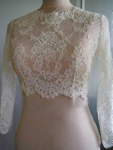 Nuova <span class=keywords><strong>Giacca</strong></span> <span class=keywords><strong>Bolero</strong></span> in Pizzo 2025 per Spose, Maniche Lunghe Staccabili con Ricami, Accessorio per Abito da Sposa - Product Image 5