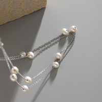 Collier ras du cou personnalisable à double chaîne en argent sterling 925 avec perles d'eau douce, livraison directe de bijoux pour femmes, collier à breloques