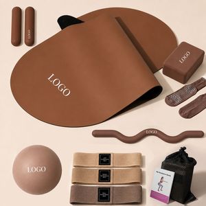 Custom Logo Durable PU/Silicone Fitness Pilates Set Non-Slip Yoga Mat Flexible Power Ring Sturdy Barbell Accessories Kit - Product Image 1