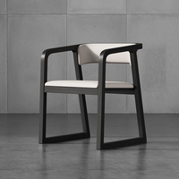 Chaises de salle à manger MULIGNA modernes et minimalistes en bois massif avec dossier et accoudoirs solides, coussins d'assise doux - Écologiques pour la maison, le bureau et le bar