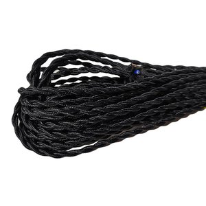 Cavo Elettrico Intrecciato Rivestito in Tessuto Nero 2X0.75, 1 Metro, Cavo Elettrico Aereo in Rame Solido Intrecciato SKU-3779 - Product Image 3