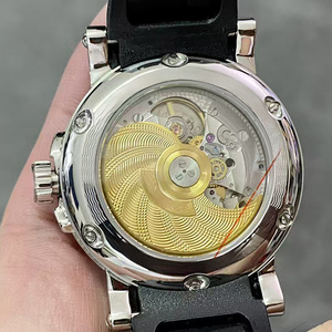 Reloj de Hombre 2026, Automático, con Fecha Grande, Cristal de Zafiro, Números Romanos, Caja Plateada, Esfera Guilloché Ondulada, Correa de Caucho Negra - Product Image 3