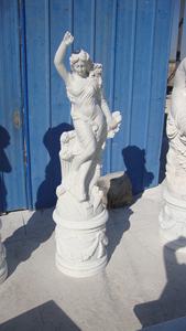 Statues en marbre blanc naturel grandeur nature personnalisées de haute qualité Statue quatre saisons Sculpture de dame en marbre avec base - Product Image 5