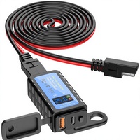 Adaptateur USB SAE, ports USB-C/USB-A, double charge rapide 30, interrupteur marche/arrêt, voltmètre, étanche, chargeur USB 12-24V pour motos