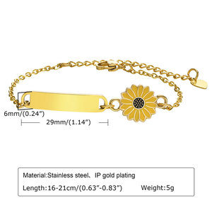 Waterproof Anti Tarnished 316L Stainless Steel Daisy 14K 18K Gold Plated <b>Adjustable</b> Blank <b>Bracelet</b> For Women - Product Image 6