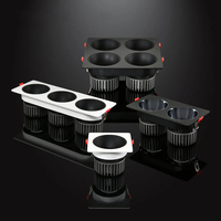 Projecteurs LED COB encastrés anti-éblouissement à grille pour hôtels et usines, à têtes simples, doubles ou triples, 10W, 20W, 30W