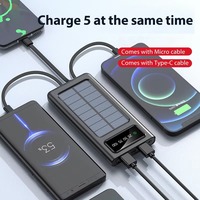 Batterie solaire personnalisable 10000 mAh avec câbles intégrés, charge par panneau solaire 5V 2.1A, station d'alimentation solaire, batterie de voyage