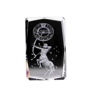 Trofei in Cristallo Rettangolari con Incisione Laser 3D dei 12 Segni Zodiacali, Logo Personalizzato, Pronti per la Spedizione - Product Image 1