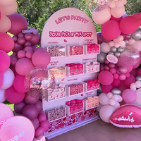 ZKAI - Caja de Dulces para Fiestas, Decoración para Bodas, Cumpleaños y Eventos, Arco de Fondo para Golosinas en Color Rosa y Blanco