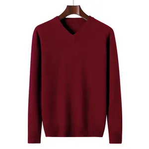 Maglione uomo 2024 maglia maglia Cashmere personalizzata scollo a V lavabile 100% lana Merino Design uomo maglione solido