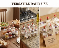 Ensemble de pots à épices de cuisine classiques européens élégants à motifs floraux, 7 pièces, support doré à double couche, céramique épaisse transparente, 400 ml, hermétique