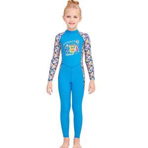 Combinaison de protection UV à manches longues pour filles, en spandex/nylon, avec fermeture éclair au dos, imprimée, pour la plage, le surf et la plongée en apnée - Product Image 4