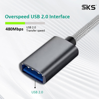 Adaptor OTG 2 in 1 USB 2.0 Tipe C Micro USB Male ke USB A Female 480Mbps Casing Aluminium Kabel Data Kepang untuk Ponsel Android