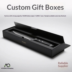 Caja de Regalo Premium Personalizada para Cuchillos de Cocina con Cuchillos para Sandía y Frutas, Cuchilla de Chef y Tijeras en Empaque con Tapa Abatible - Product Image 1