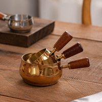 Coupelle à sauce en acier inoxydable 304 avec manche en bois pour plats occidentaux, plat à trempette, cuillère à condiments, assiette à sauce tomate et salade