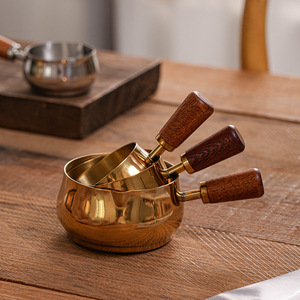 Tazón para Salsas de Acero Inoxidable 304 con Mango de Madera, Plato para Salsas de Comida Occidental, Cuchara para Condimentos, Plato para Salsas de Tomate y Ensalada - Product Image 5