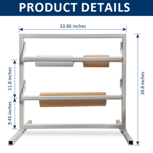 Support de rouleau de papier double face JH-Mech Art Studio en acier au carbone blanc robuste avec étagère de rangement - Product Image 3