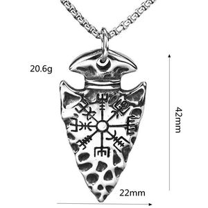 Men's <b>Titanium</b> Steel Arrow Pendant Necklace With Viking Compass Symbol Geometric Design For Fashion Jewelry - Product Image 5