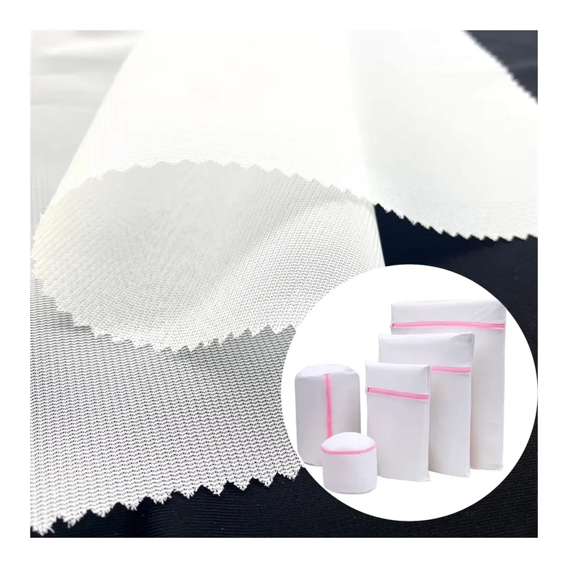 100% polyester blanc anti-déformation maille tissu pour sac à dos poche doublure sac à linge