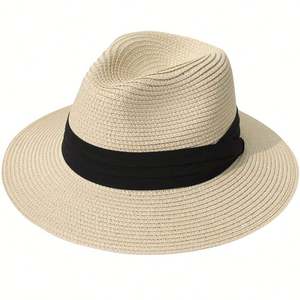 Sombrero de Paja Panamá Fedora de Verano con Logotipo Personalizado, Ala Ancha Enrollable para Hombre y Mujer Para la playa, el sol, viajes, pesca y deportes - Product Image 5