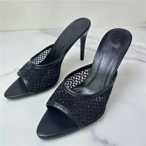 Wholesale new pointed toe high heel sandal slipper sexy super high heel comfortable slippers babouche woman