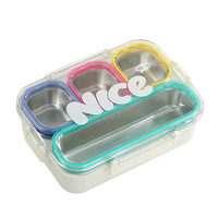 Boîte à bento en acier inoxydable 304 à 3 compartiments avec fourchette et cuillère 780 ml