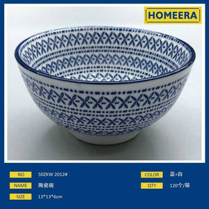 Commercio all'ingrosso 5 pollici blu bianco bohémien ciotole in ceramica Set 233 8g in scatola interna 13x13x6cm - Product Image 1