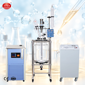 Prix de la cuve du réacteur chimique en verre à double couche Usine pilote Réacteur en verre à double couche 100L avec appareil de filtration sous vide - Product Image 1
