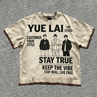 T-shirts personnalisés pour hommes à manches courtes double couche 100% coton, style vintage délavé, streetwear, impression DTG, coupe ample pour hommes