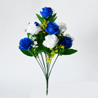 16 Zoll Künstlicher Seiden-Rosenstrauch mit Gypsophila & Blattwerk, 12 Blütenköpfe - Hochzeits-, Grab- und Heimdekoration