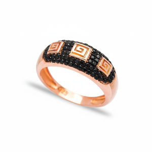 Diseño de símbolo de llave griega, colecciones negras, anillo de racimo, venta al por mayor, joyería fina de plata 925 hecha a mano turca para mujer - Product Image 2