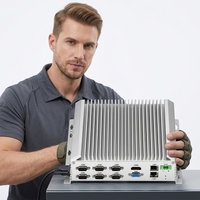 Computadora industrial integrada sin ventilador, ordenador industrial con CPU Intel, minicadena, PC, 2xLAN, 6xRS485, 10xCOM, 8xUSB