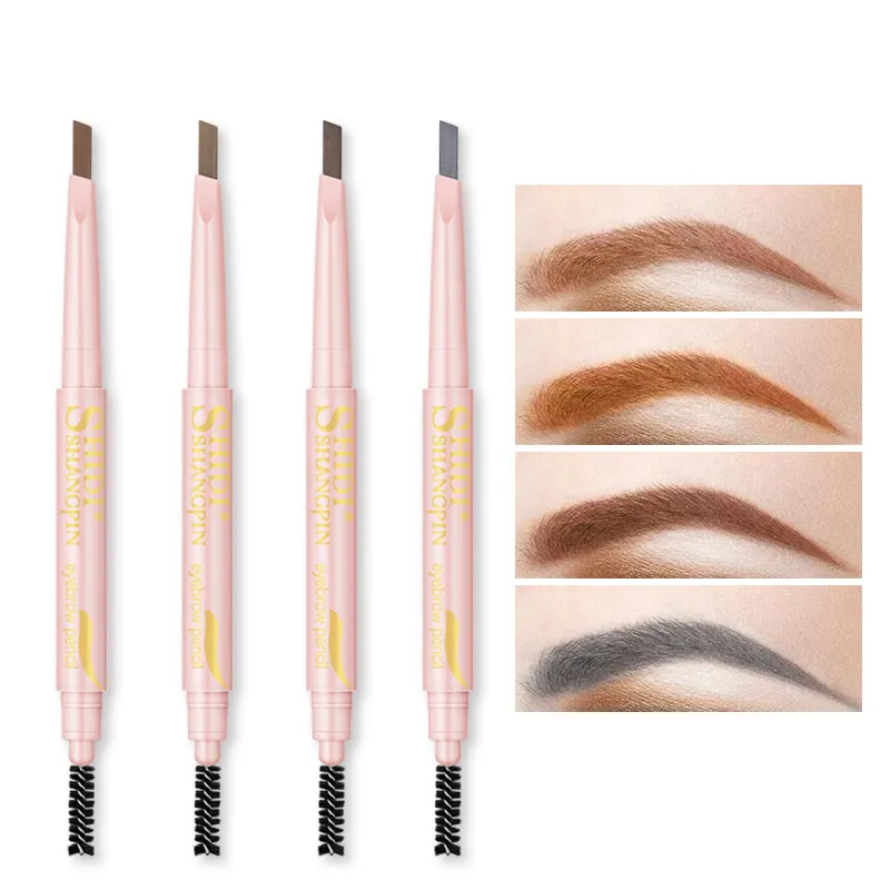 Wholesale Waterproof and sweatproof easy to remove makeup rotating eyebrow pencil tool Double ended Eyebrow Pencil With Brush