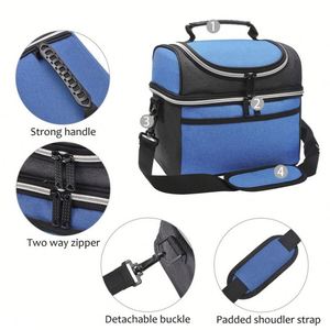 Portable Price Lunch Cooler Bag Thermal Lunch Tote Bag Custom logo Wholesale Cooler Dual Compartment Lunch Bag - Product Image 2