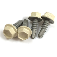 Vis autoperceuse en acier inoxydable à tête hexagonale avec rondelle, plaquée zinc noir, DIN7504K