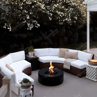 Table de chauffage extérieure moderne à flamme réelle, télécommandée, en métal, pour villa, hôtel, cour, aménagement paysager, au gaz naturel