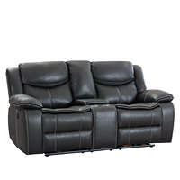 Ensemble de canapés inclinables CY Power Black Air Leather avec éclairage LED, fonction massage et structure en bois pour salon et usage domestique