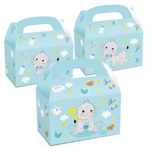 กล่องของขวัญบรรจุภัณฑ์กระดาษแบบกำหนดเองสำหรับขนมไหว้พระจันทร์ ช็อกโกแลต ลูกอม คุกกี้ คัพเค้ก ของปาร์ตี้ช้างสีน้ำเงิน - Product Image 2