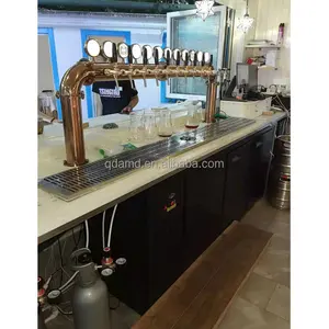 Draft beer keg draft system dispensing kegerator with U tower tap