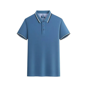 Polo à manches courtes pour homme, couleur unie, tissu tissé, coupe classique, col boutonné, vêtement décontracté pour tous les jours - Product Image 1
