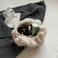Sac à main nuage en fausse fourrure JINZE3651 pour femme, sac à bandoulière en peluche froncé avec poignée supérieure et chaîne amovible, sac à bandoulière toutes saisons