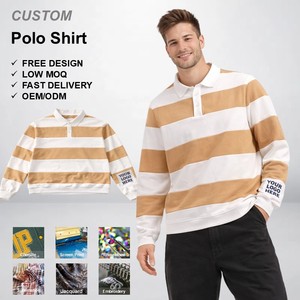 <span class=keywords><strong>Polo</strong></span> rayé pour homme à manches longues, imprimé graphique, style streetwear décontracté, haut contrastant, fournisseur en gros OEM ODM personnalisé - Product Image 1