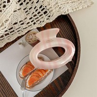 Accessoire pour cheveux en acétate dégradé crémeux, fait main, écologique, avec fermoir requin, style coupe, pour queue de cheval demi-attachée à la française
