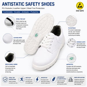 <span class=keywords><strong>Chaussures</strong></span> de sécurité en cuir antistatique PU avec embout en acier, <span class=keywords><strong>chaussures</strong></span> de travail ESD dissipatrices d'électricité statique, <span class=keywords><strong>chaussures</strong></span> de travail industrielles antidérapantes <span class=keywords><strong>pour</strong></span> usine et entrepôt - Product Image 2