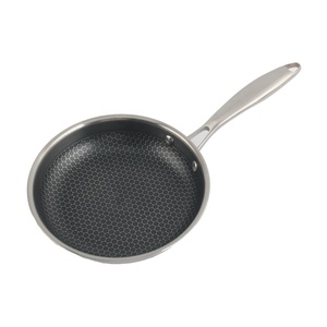 Classic Design Dishwasher-Safe Nonstick Honeycomb Coatings Skillet Stainless Steel Frying <b>Pan</b> with Glass Lid - Product Image 5