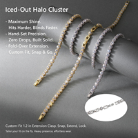 Chaînes Iced Out pour Hommes, Plaqué Or 14 carats, Diamants CZ, Colliers Cubains, Bijoux Hip Hop, Zircon Cubique Taille Ronde 5A+, Chaînes Tennis Halo