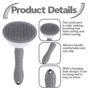 Peigne démêlant pour chiens et chats à un bouton, brosse de toilettage pour animaux de compagnie, nettoyage et brossage des poils, pas cher - Product Image 3